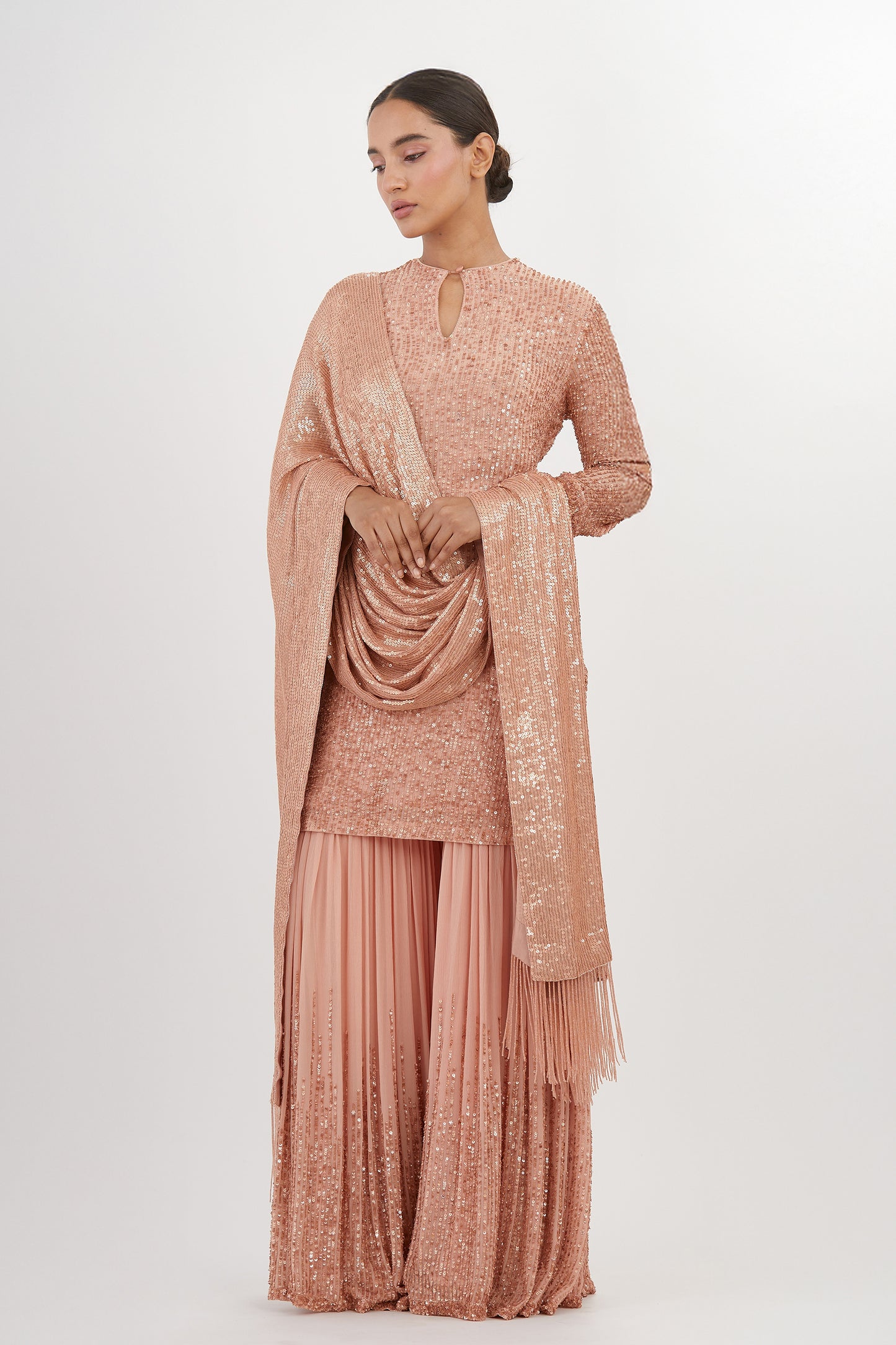 Gharara Set in Line Sequin Embroidery