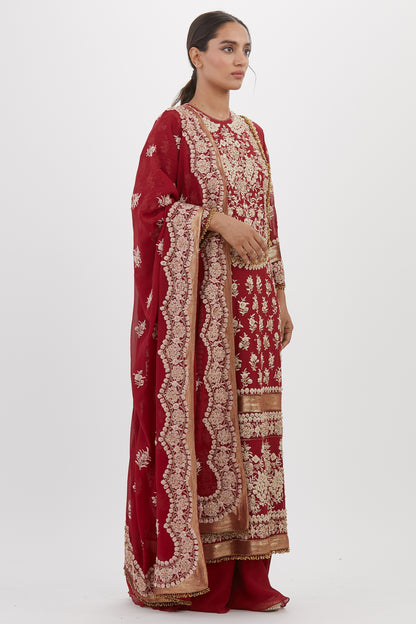 Kurta Set in Old World Ivory Thread  Embroidery