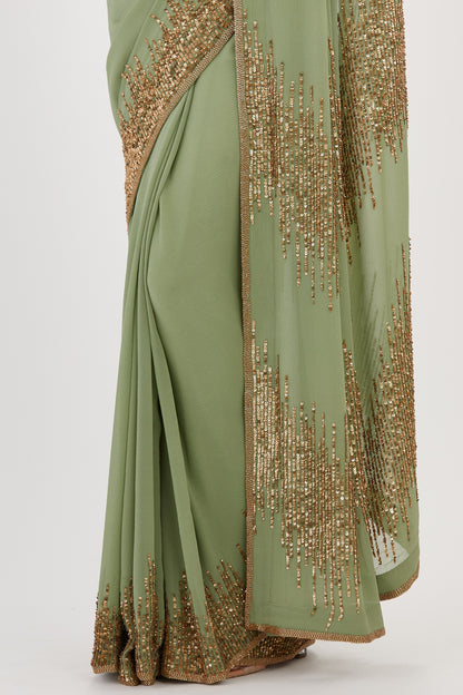 Sari Set in Line Sequin Gold Embroidery