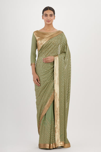 Sari Set in Gold Sequin embroidery