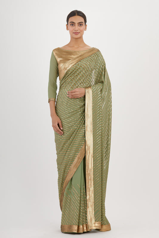 Sari Set in Gold Sequin embroidery
