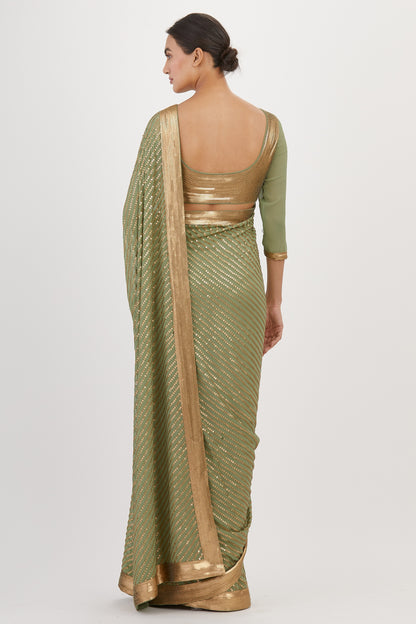 Sari Set in Gold Sequin embroidery