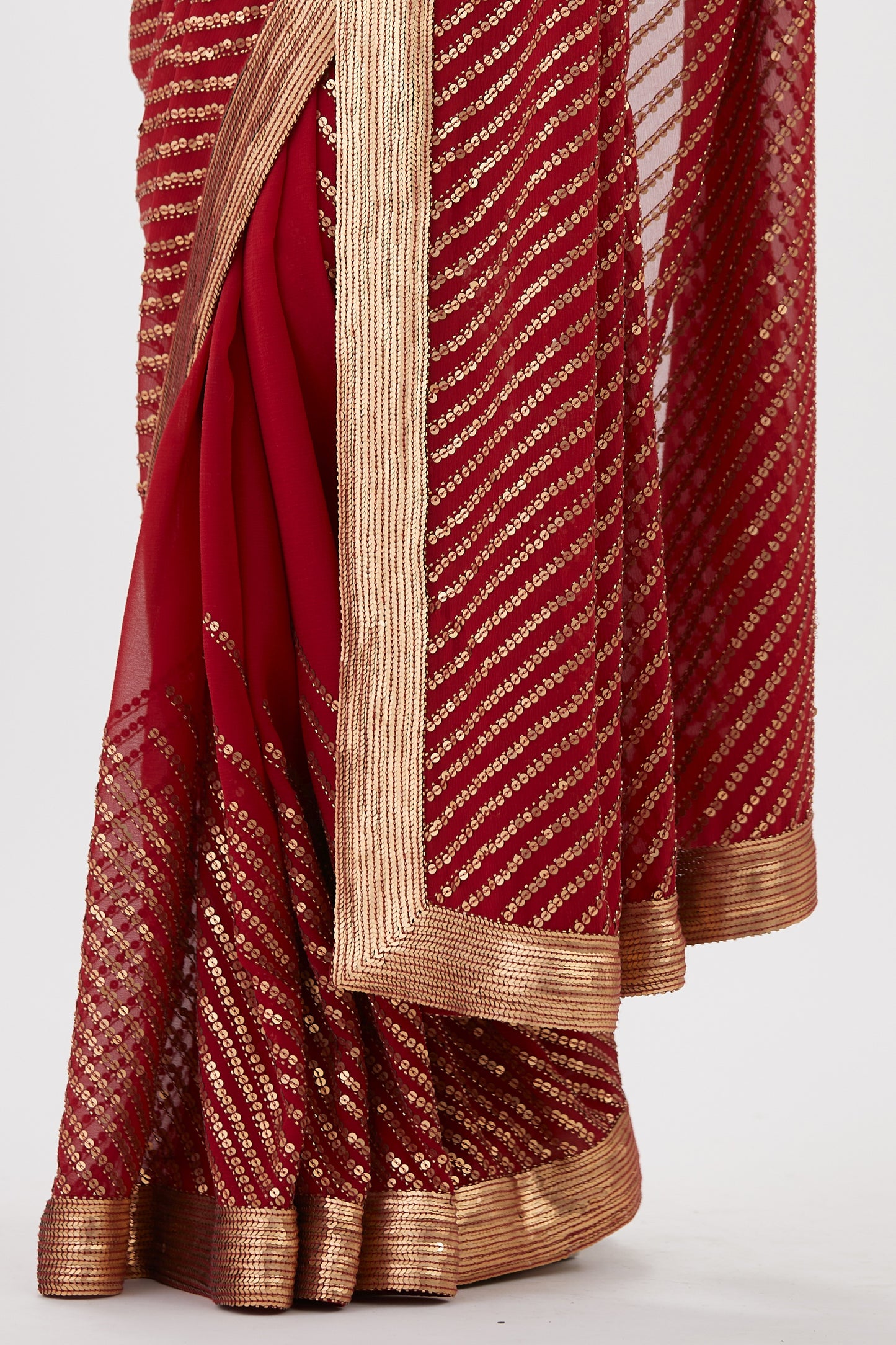 Sari Set in Gold Sequin Embroidery