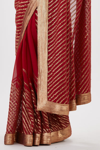 Sari Set in Gold Sequin Embroidery