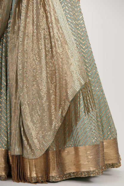 Lehenga Set in Tonal Gold Sequin Embroidery
