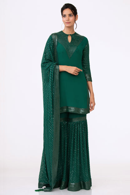 Gharara Set in Tonal Sequin Embroidery