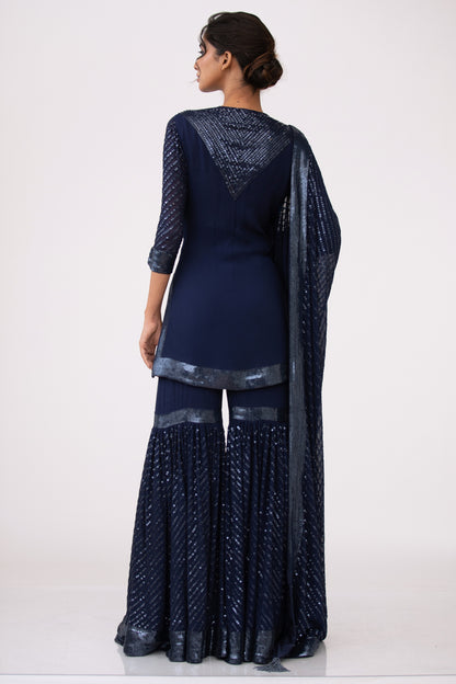 Gharara Set In Tonal Sequin Embroidery