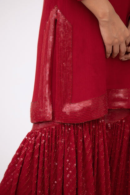 Gharara Set in Tonal Sequin Embroidery