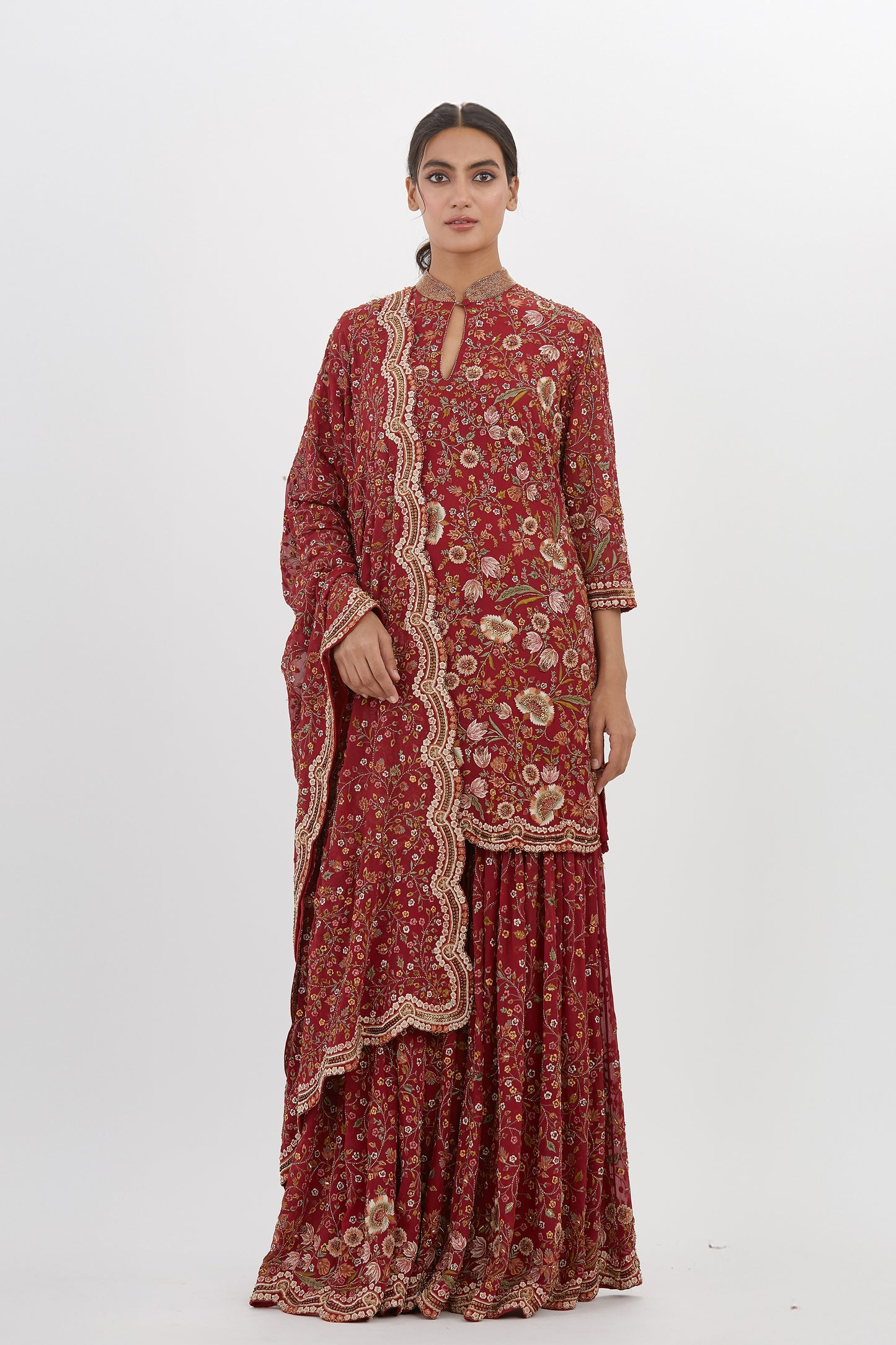 Gharara Set in intricate floral embroidery