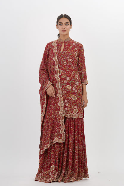Gharara Set in intricate floral embroidery