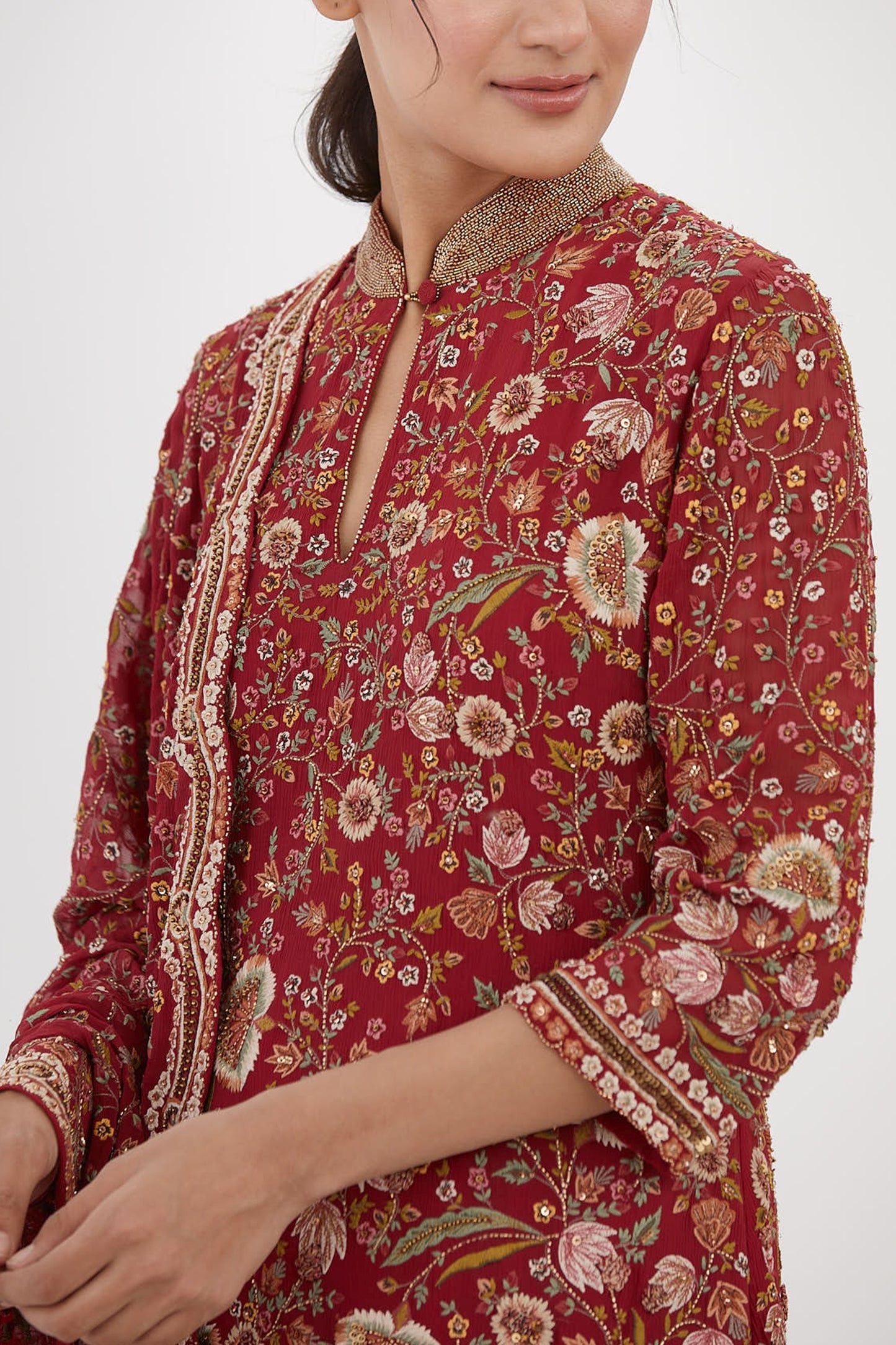 Gharara Set in intricate floral embroidery