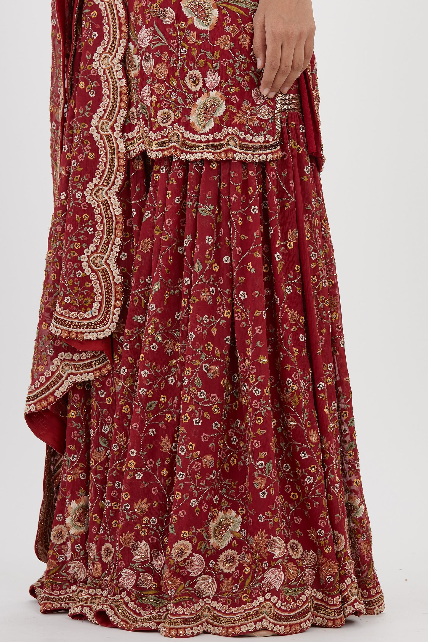 Gharara Set in intricate floral embroidery