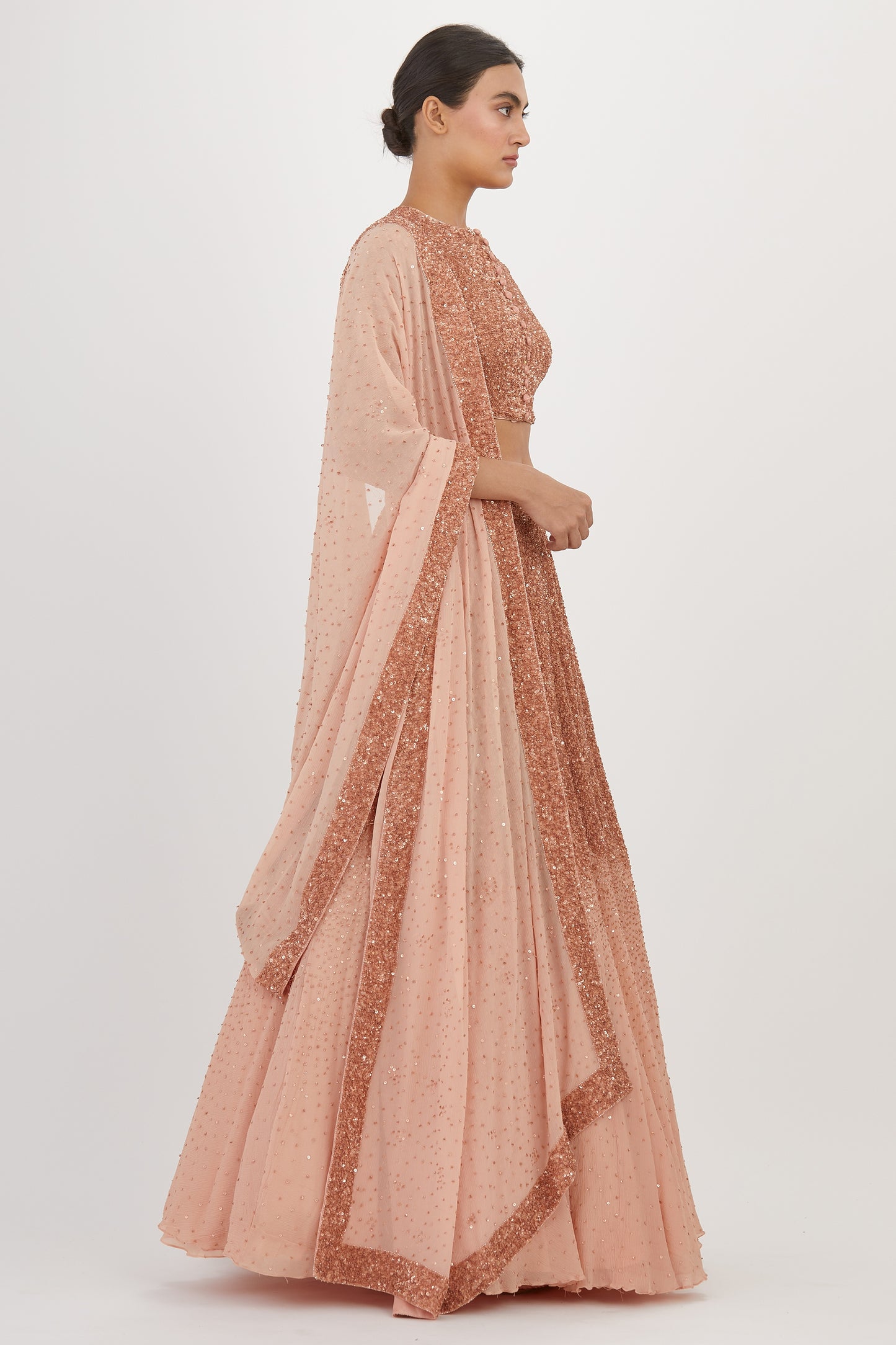 Lehenga Set in Tonal Sequin Embroidery