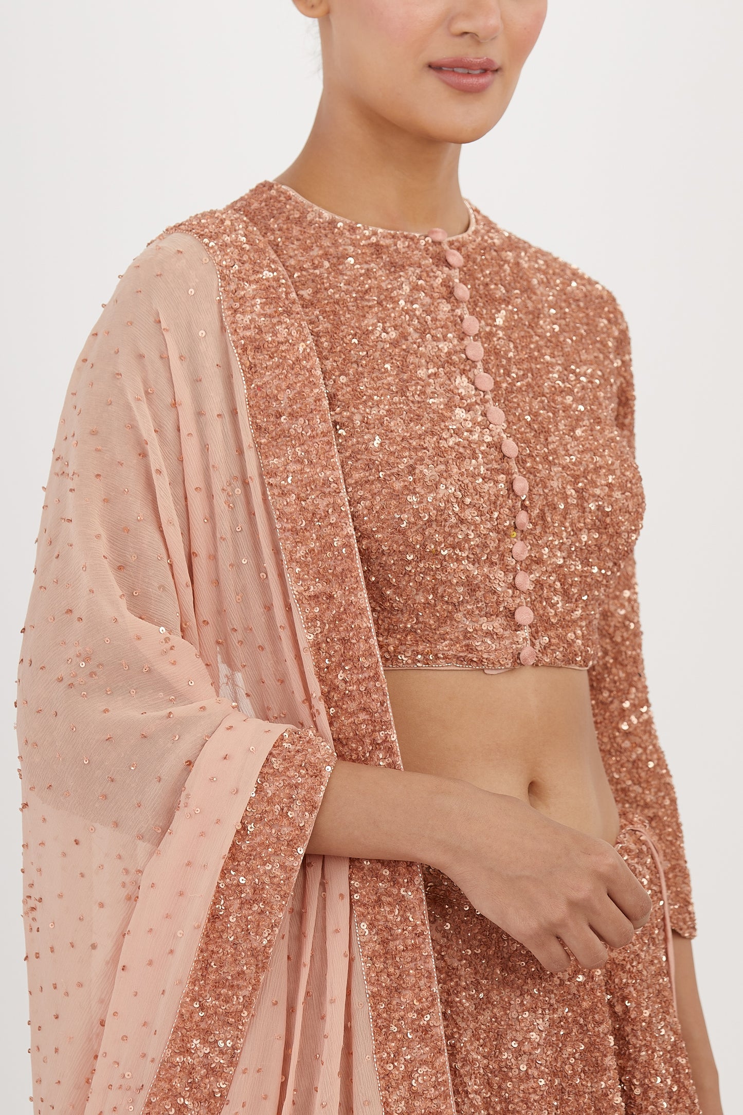 Lehenga Set in Tonal Sequin Embroidery