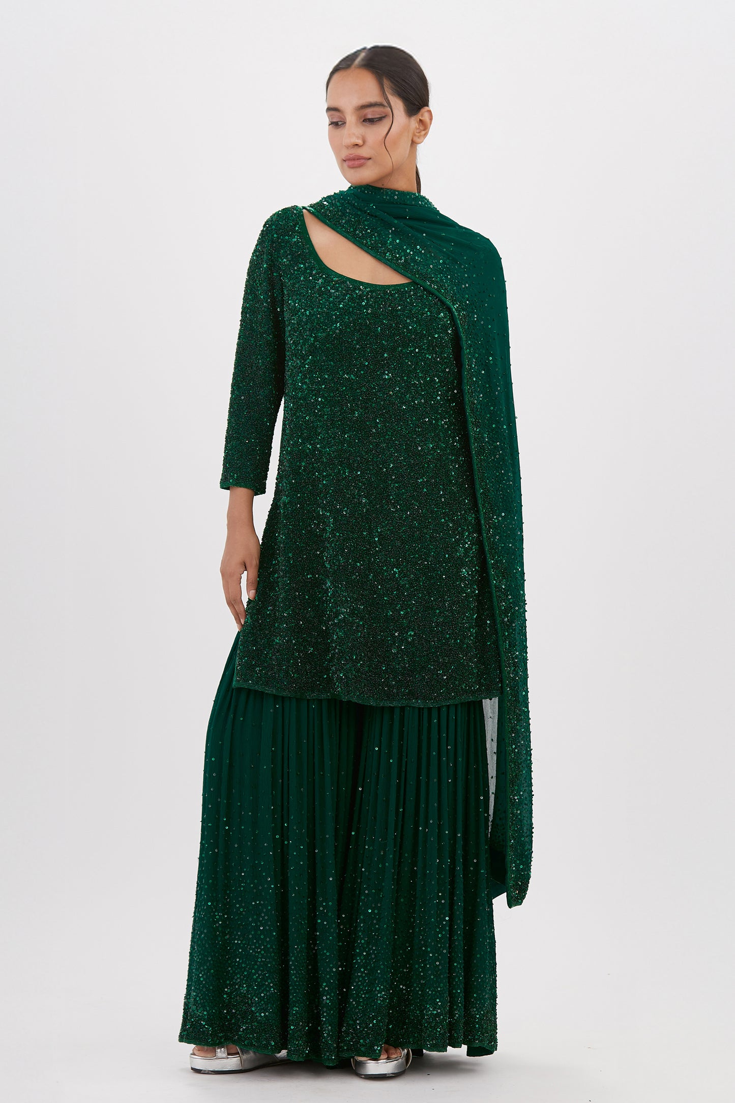 Gharara Set in  tonal sequin work embroidery