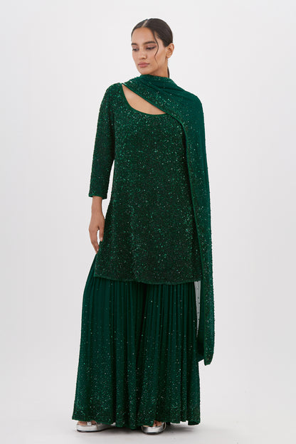 Gharara Set in  tonal sequin work embroidery