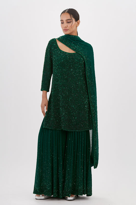 Gharara Set in  tonal sequin work embroidery