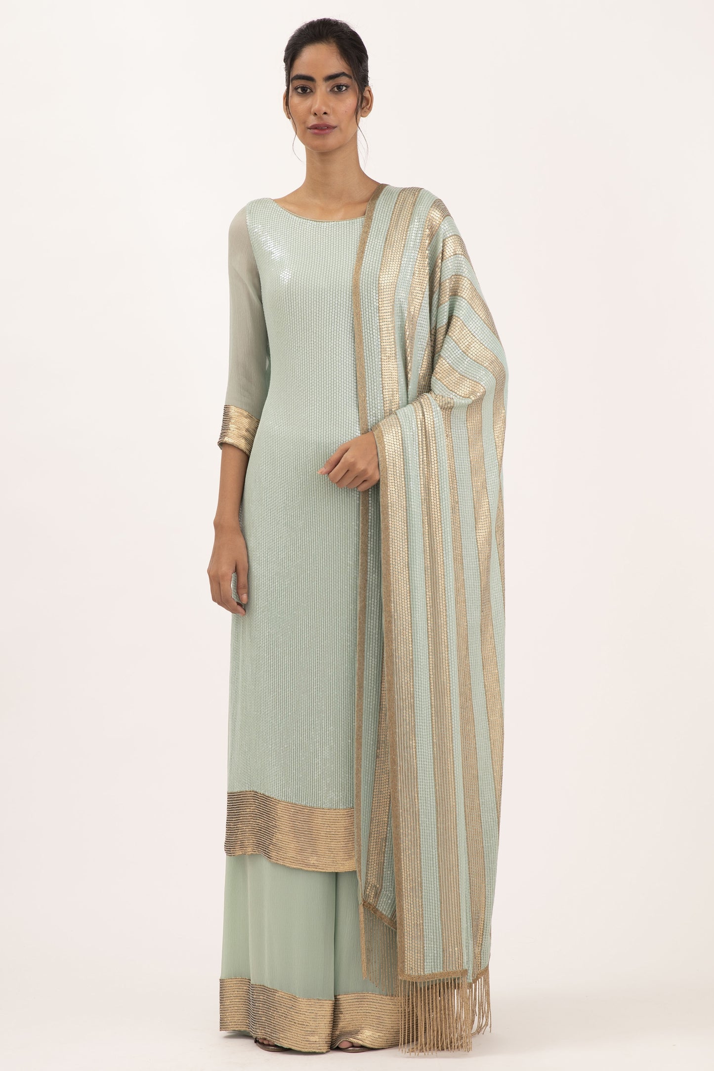 Kurta Set in Sheeted Sequin Embroidery