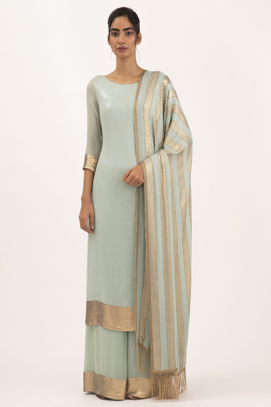 Kurta Set in Sheeted Sequin Embroidery