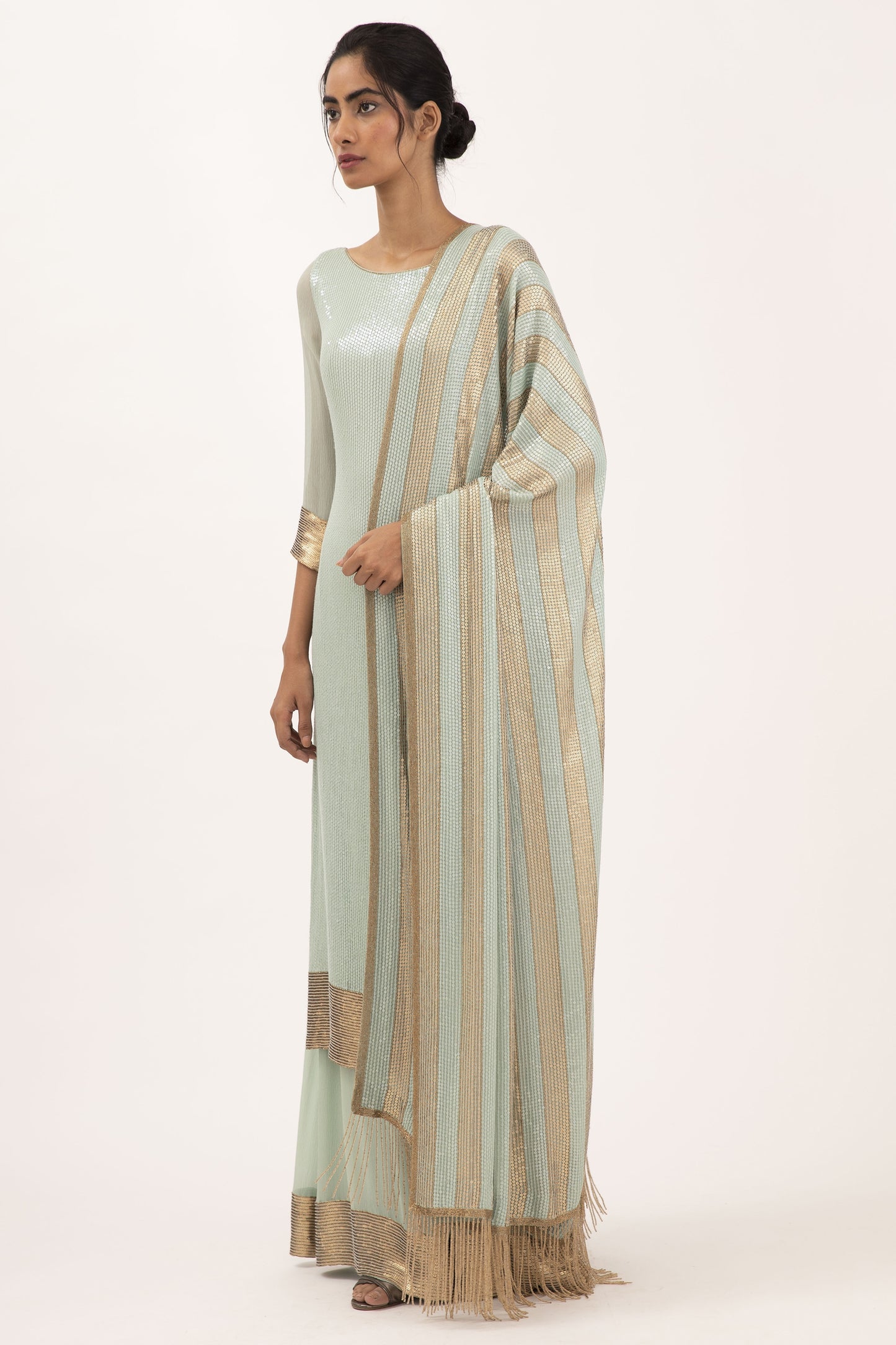Kurta Set in Sheeted Sequin Embroidery