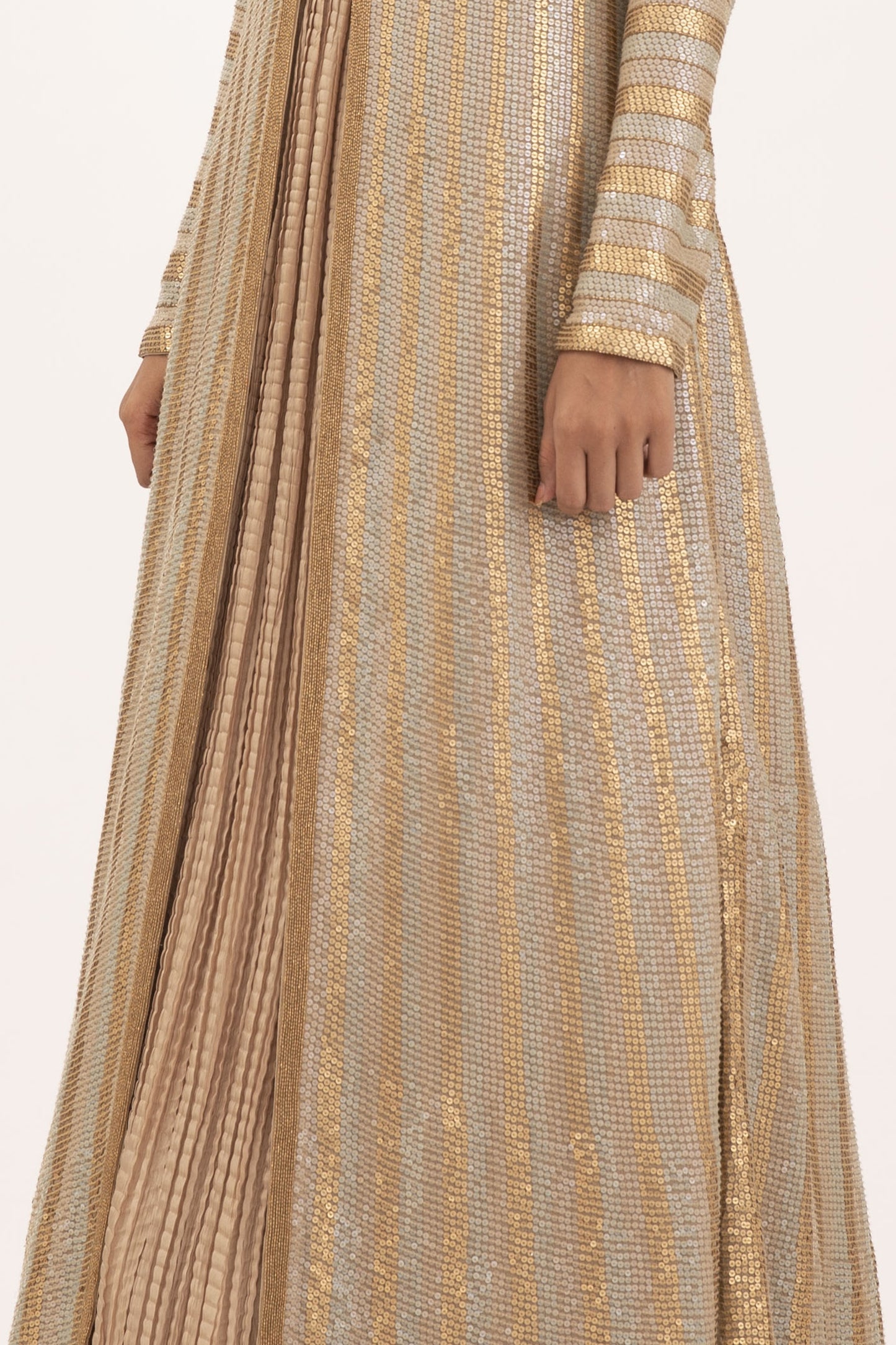Jacket Set in Striped Sequin Sheeted Embroidery