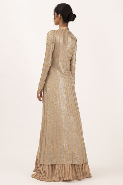 Jacket Set in Striped Sequin Sheeted Embroidery