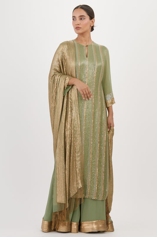 Kurta Set in Sheeted Sequin Embroidery