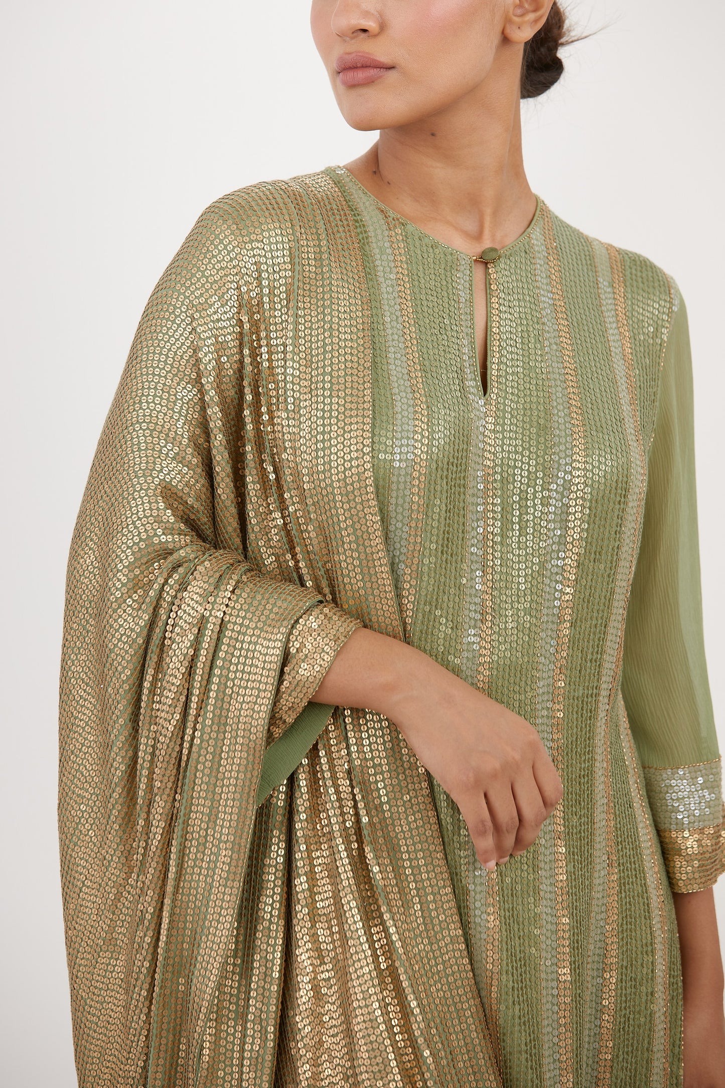 Kurta Set in Sheeted Sequin Embroidery