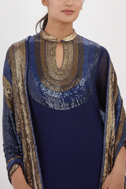 Gharara Set in Striped Sequin Embroidery
