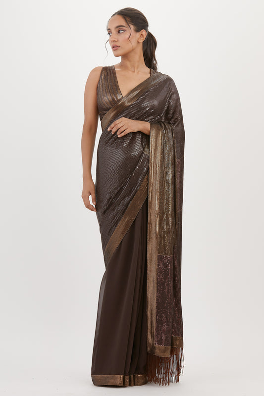 Sari Set in Metallic Sequin Embroidery