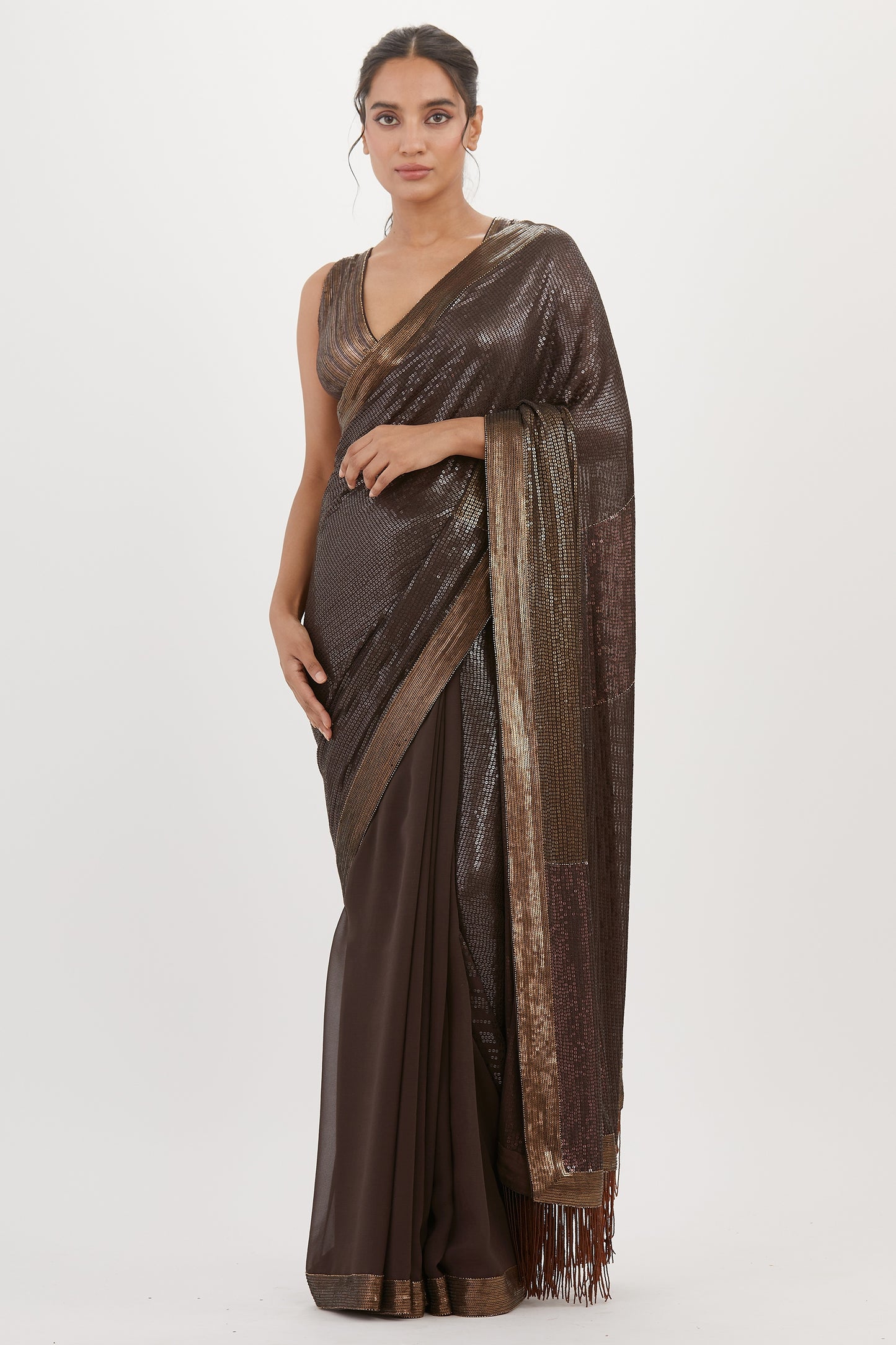 Sari Set in Metallic Sequin Embroidery