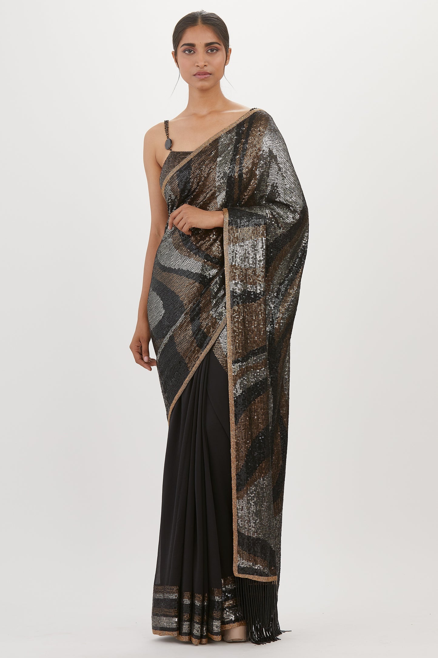 Sari Set in Metallic Sequin Embroidery