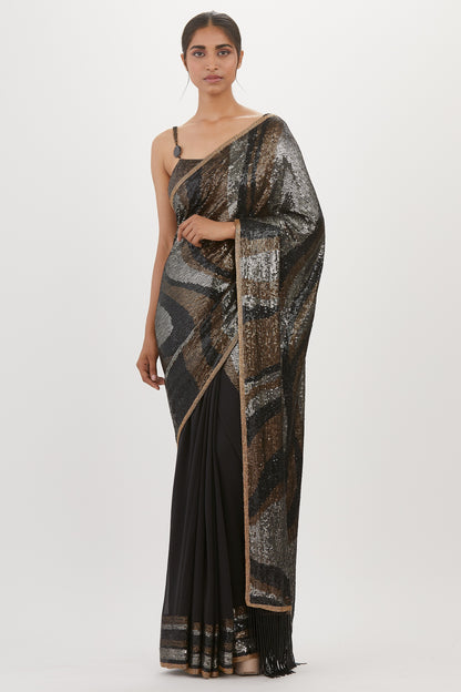 Sari Set in Metallic Sequin Embroidery