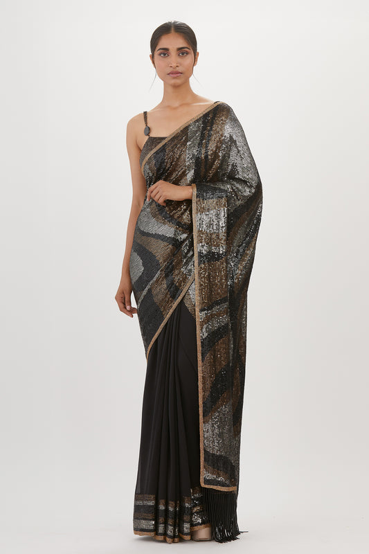 Sari Set in Metallic Sequin Embroidery