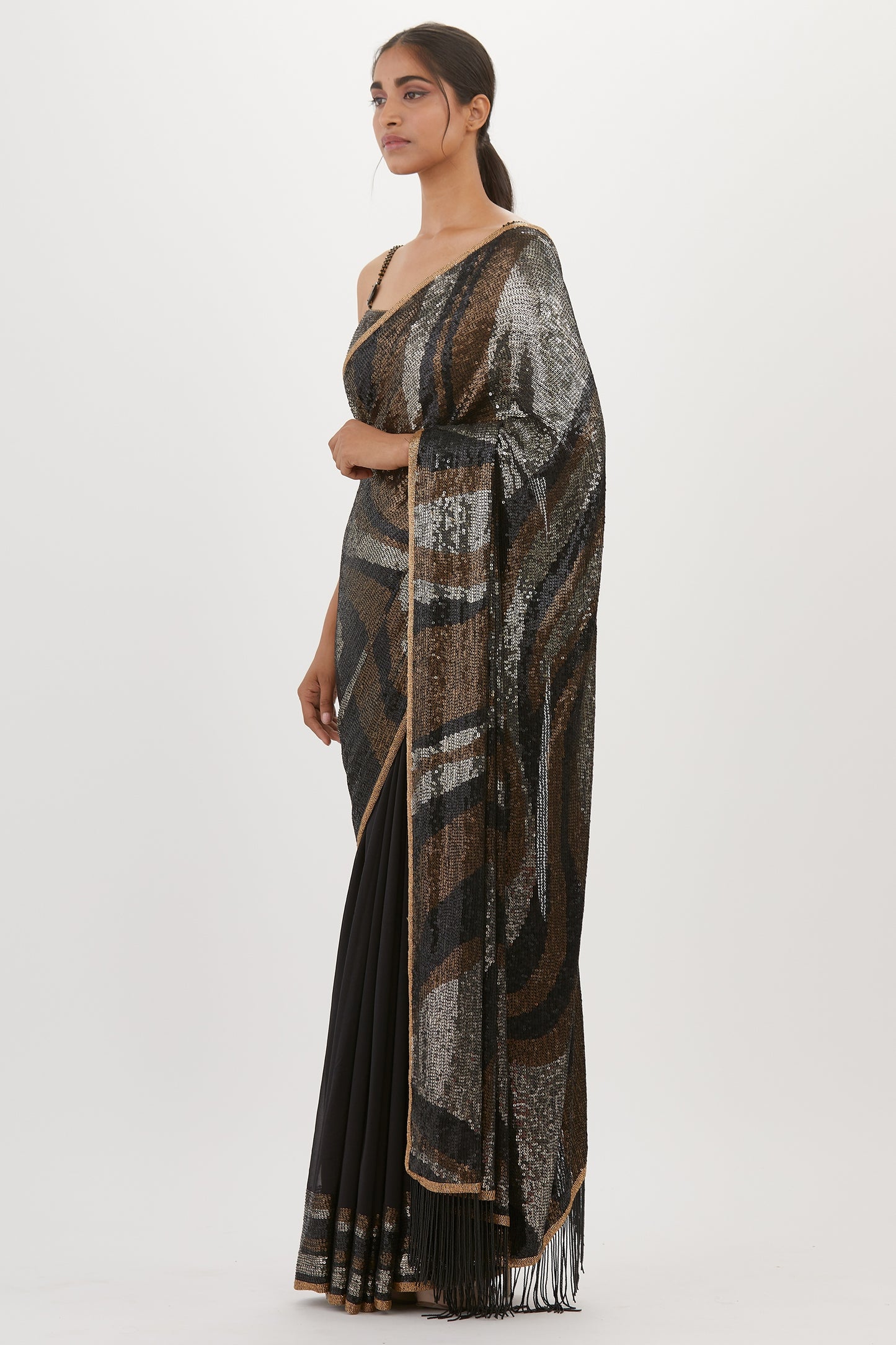 Sari Set in Metallic Sequin Embroidery