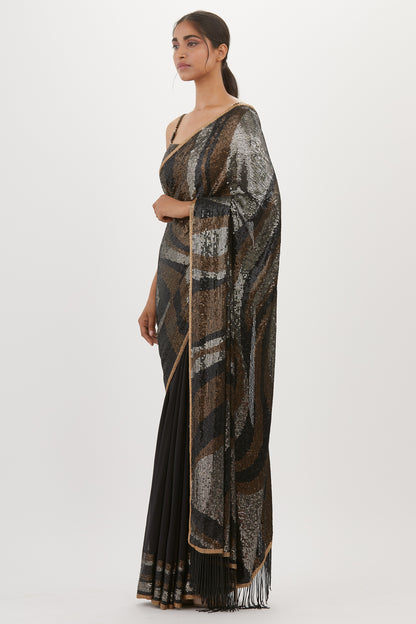 Sari Set in Metallic Sequin Embroidery