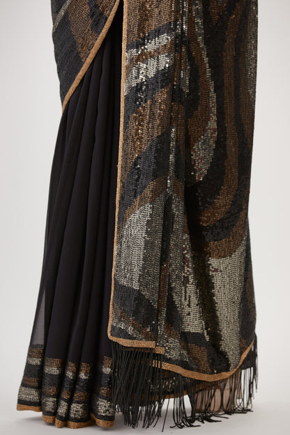 Sari Set in Metallic Sequin Embroidery
