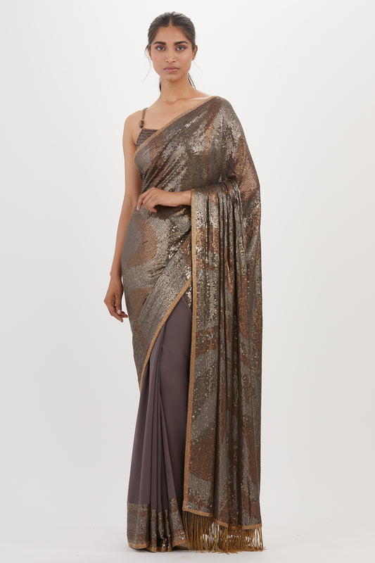 Sari Set in Metallic Sequin Embroidery