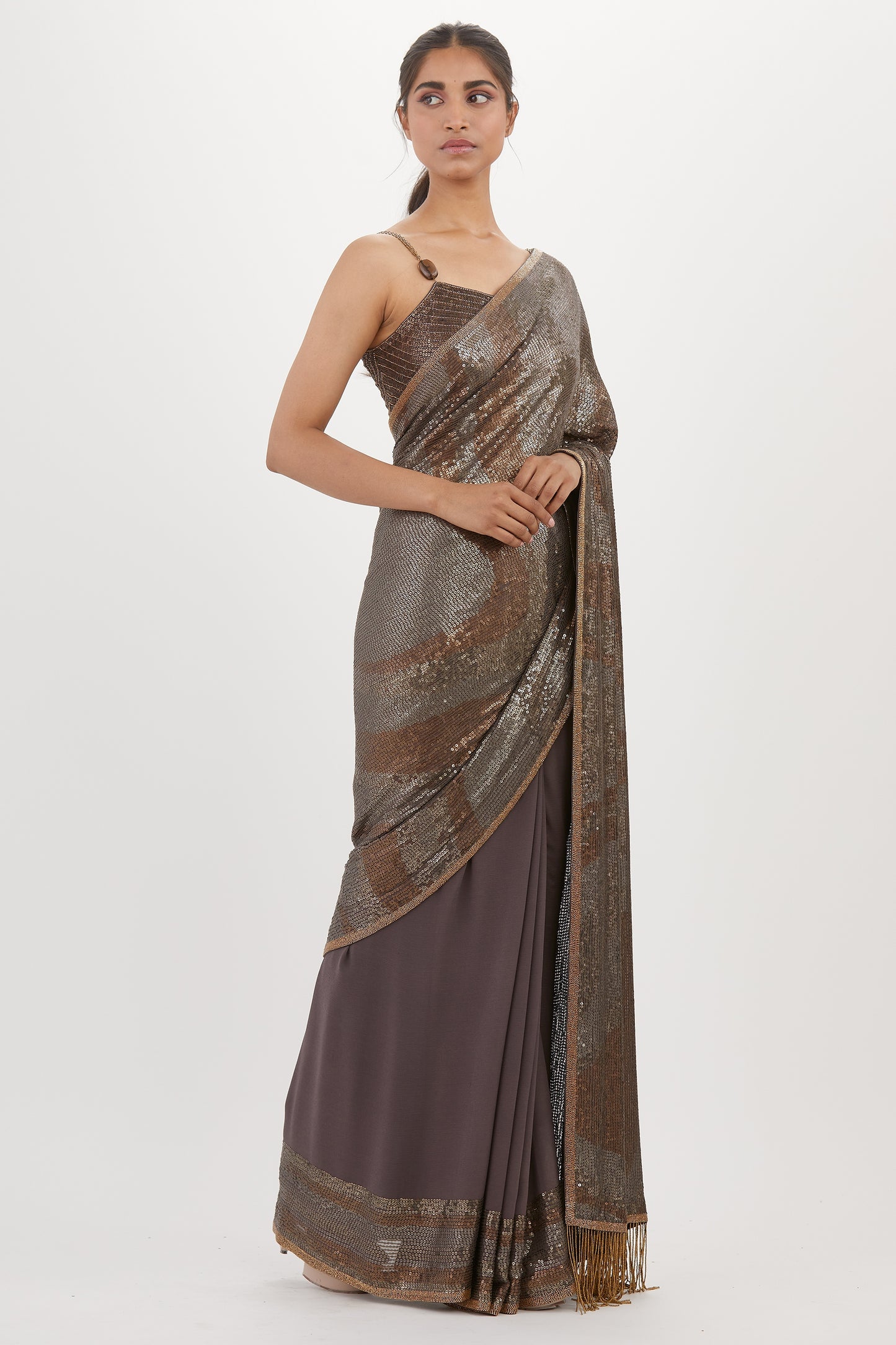Sari Set in Metallic Sequin Embroidery