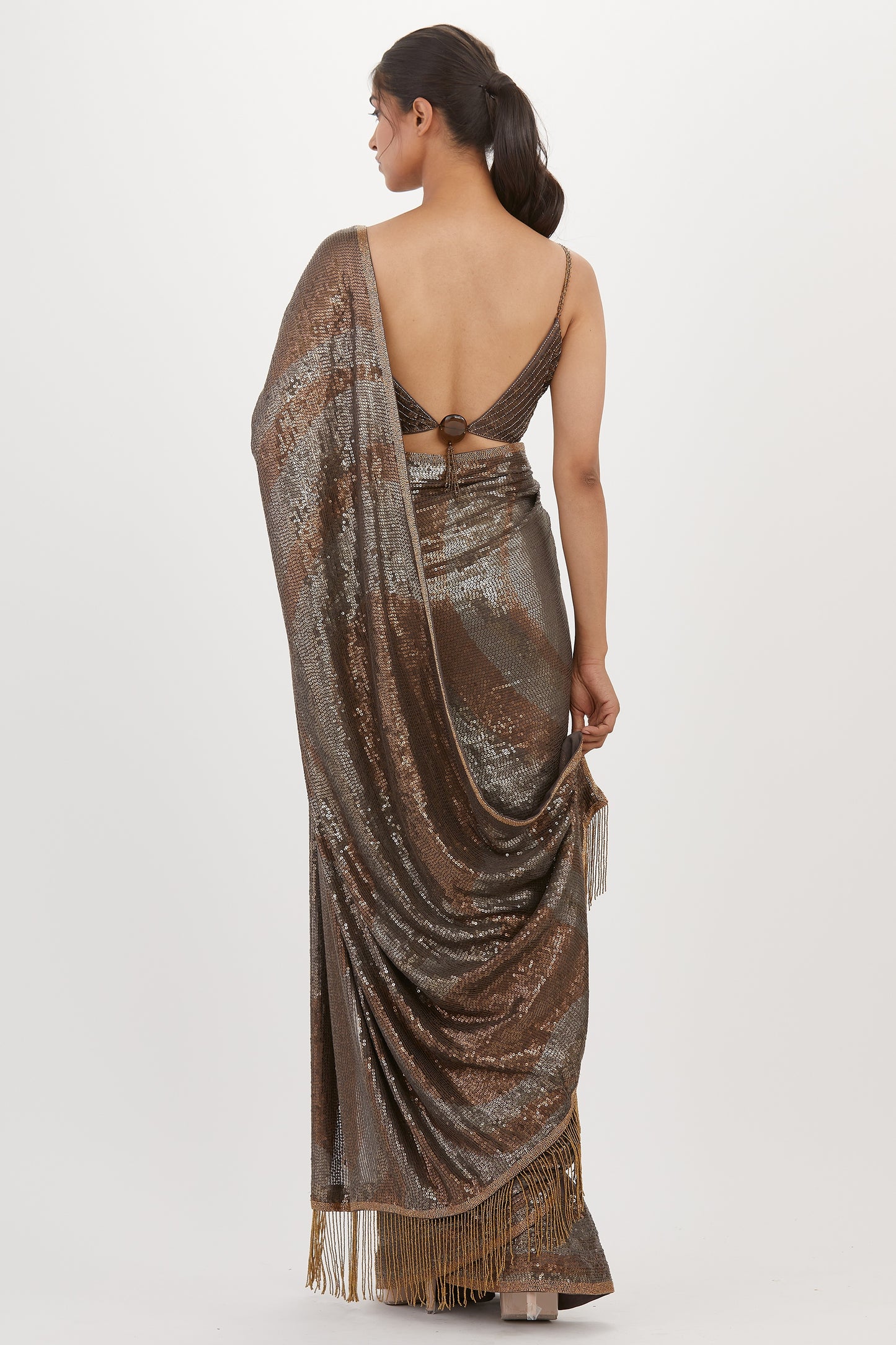 Sari Set in Metallic Sequin Embroidery