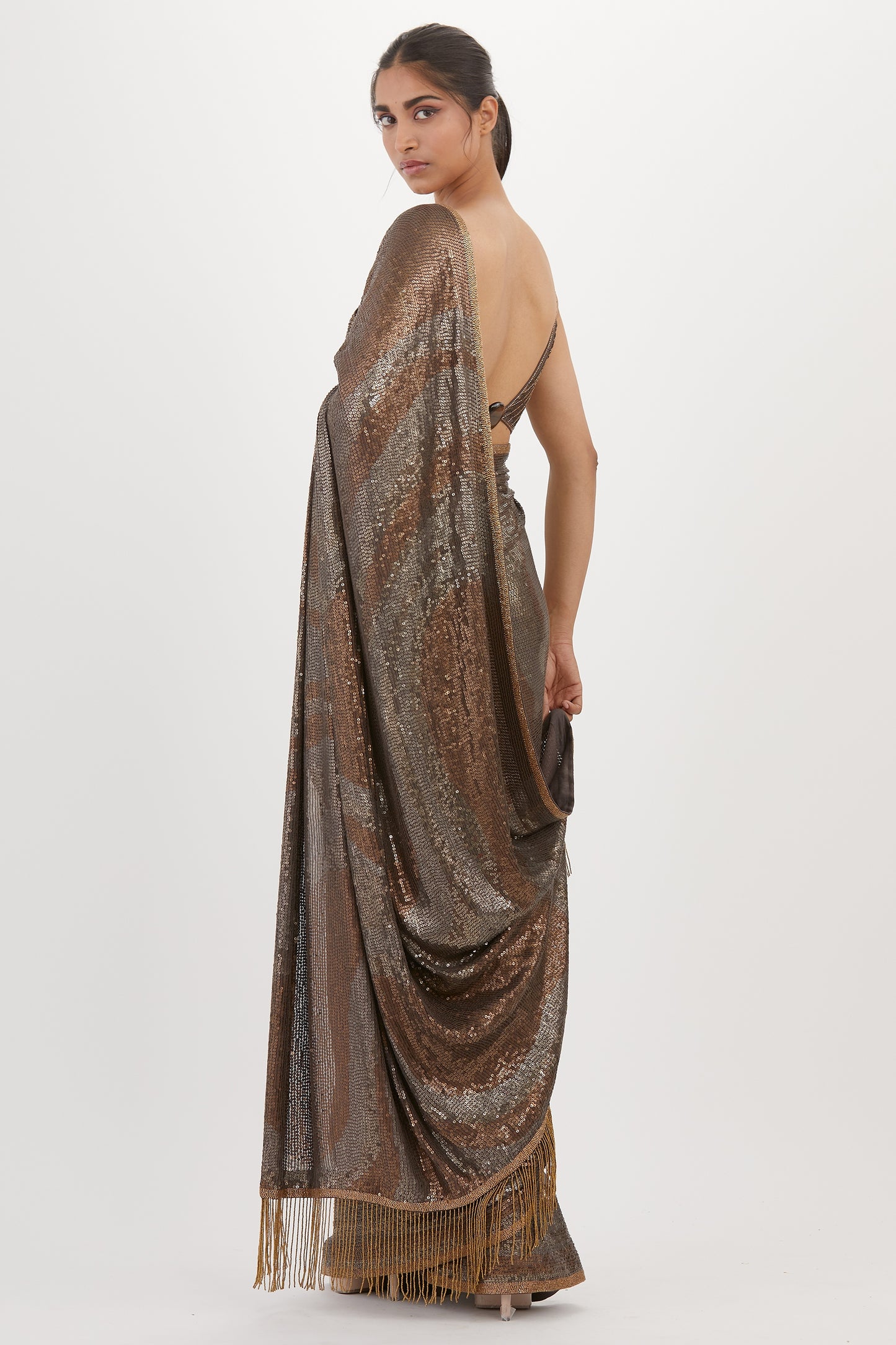 Sari Set in Metallic Sequin Embroidery