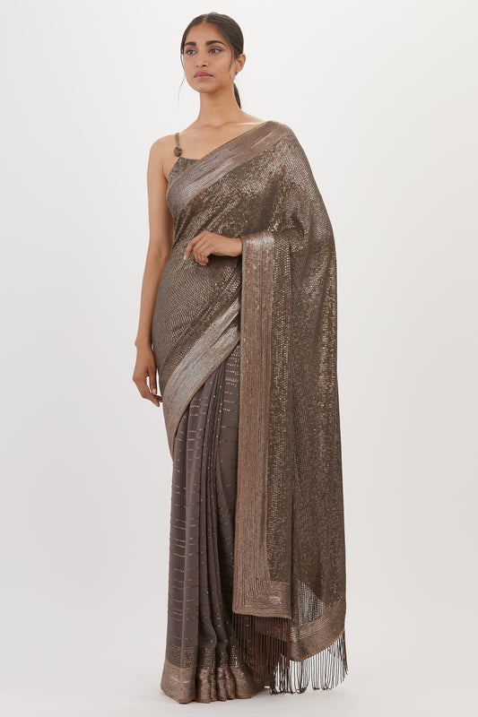 Sari Set in Metallic Sequin Embroidery