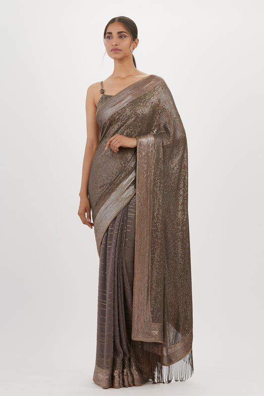 Sari Set in Metallic Sequin Embroidery