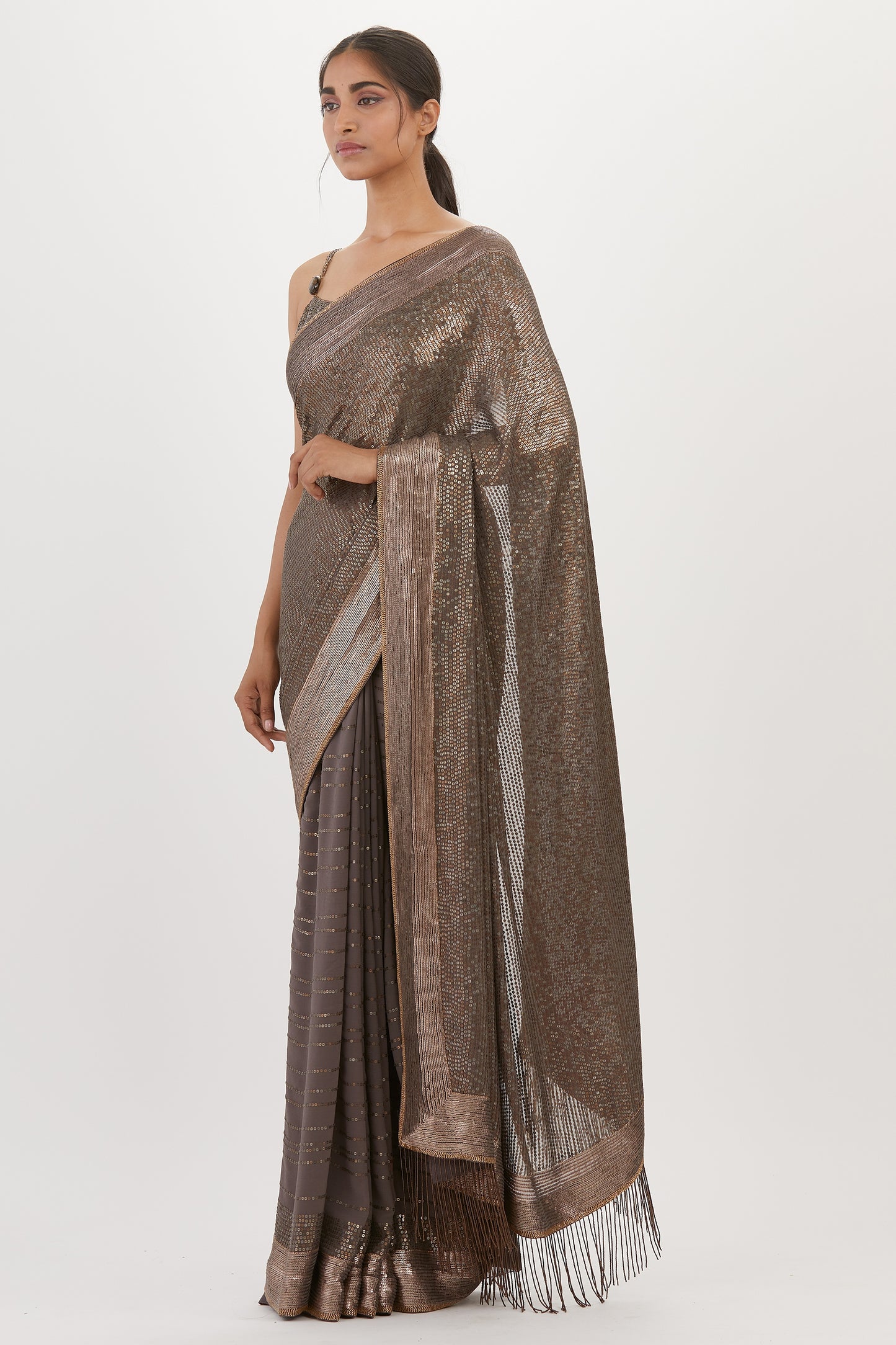 Sari Set in Metallic Sequin Embroidery