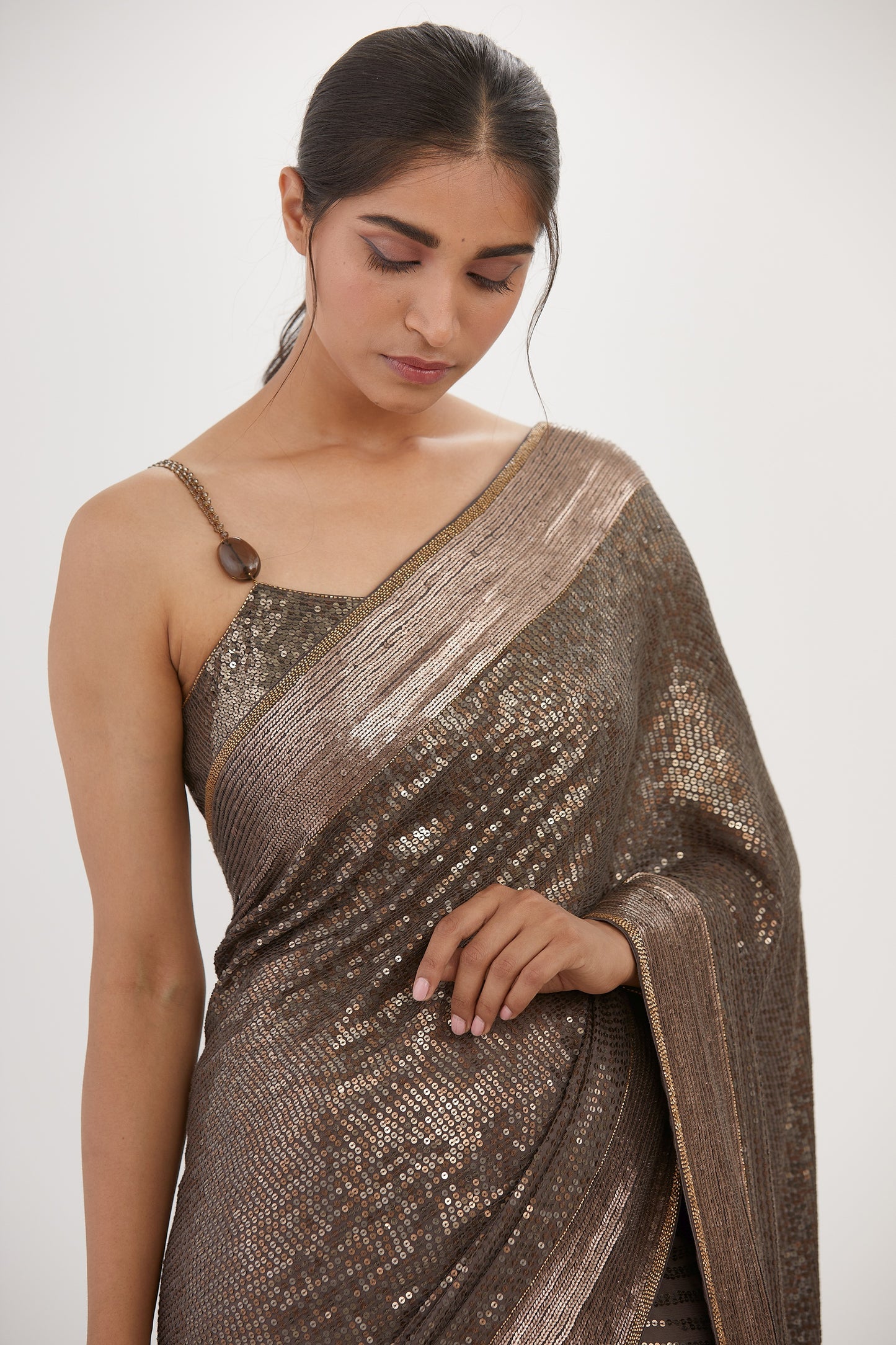 Sari Set in Metallic Sequin Embroidery