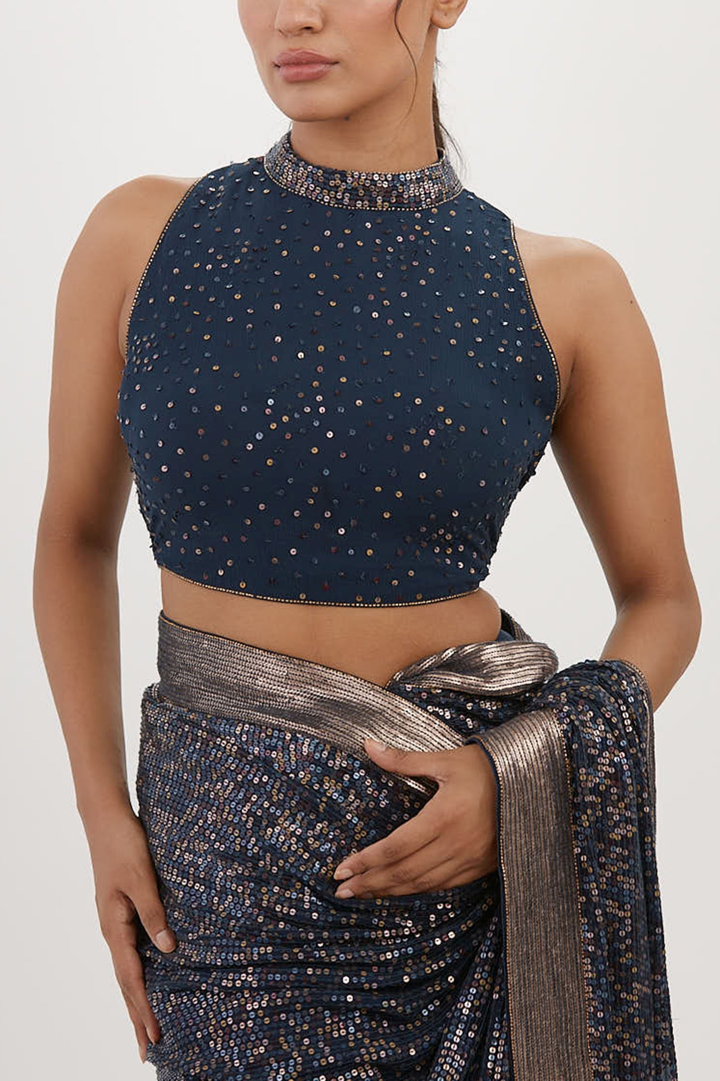 Sari Set in Metallic Sequin Embroidery