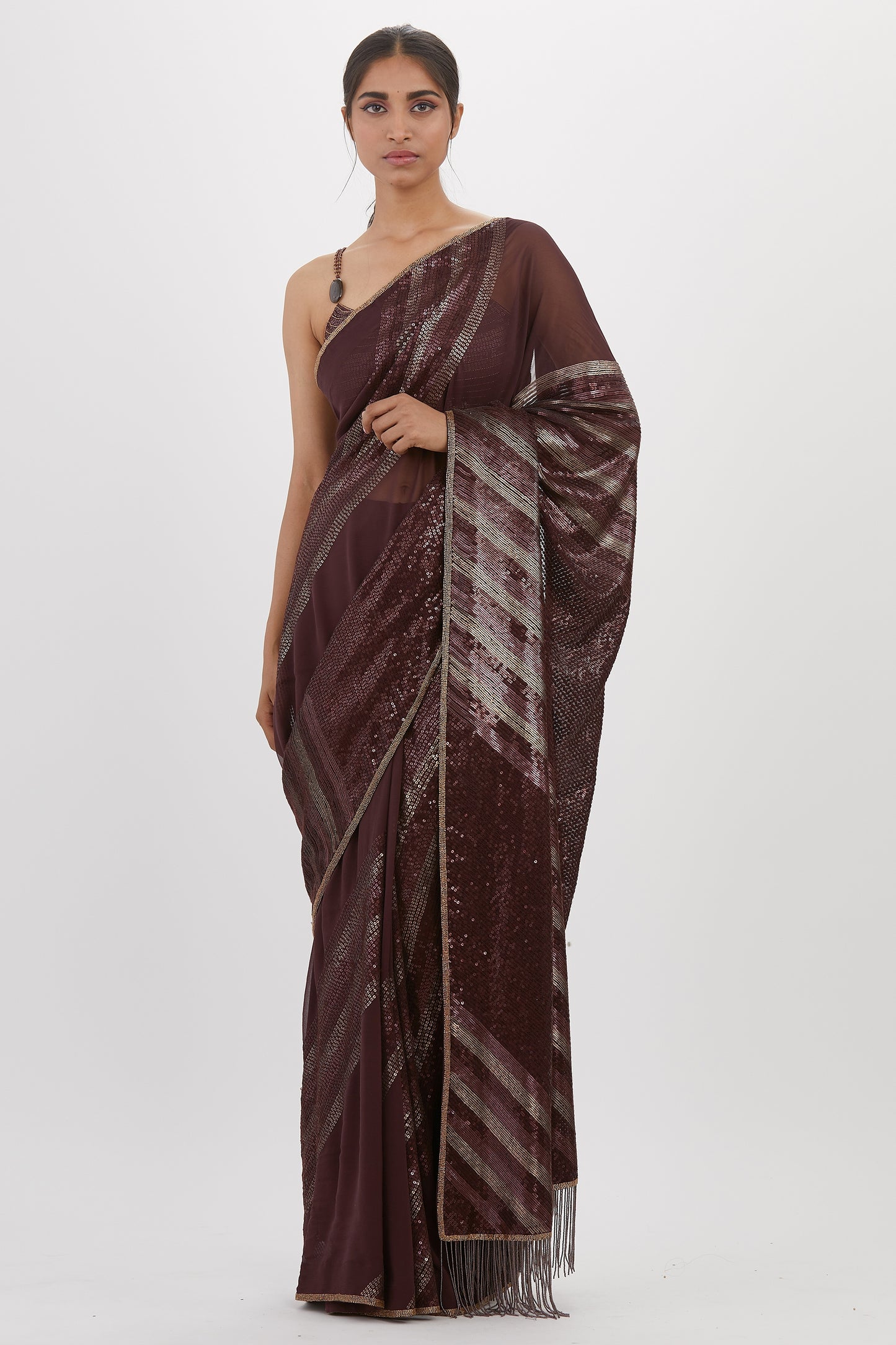 Sari Set in Metallic Sequin Embroidery