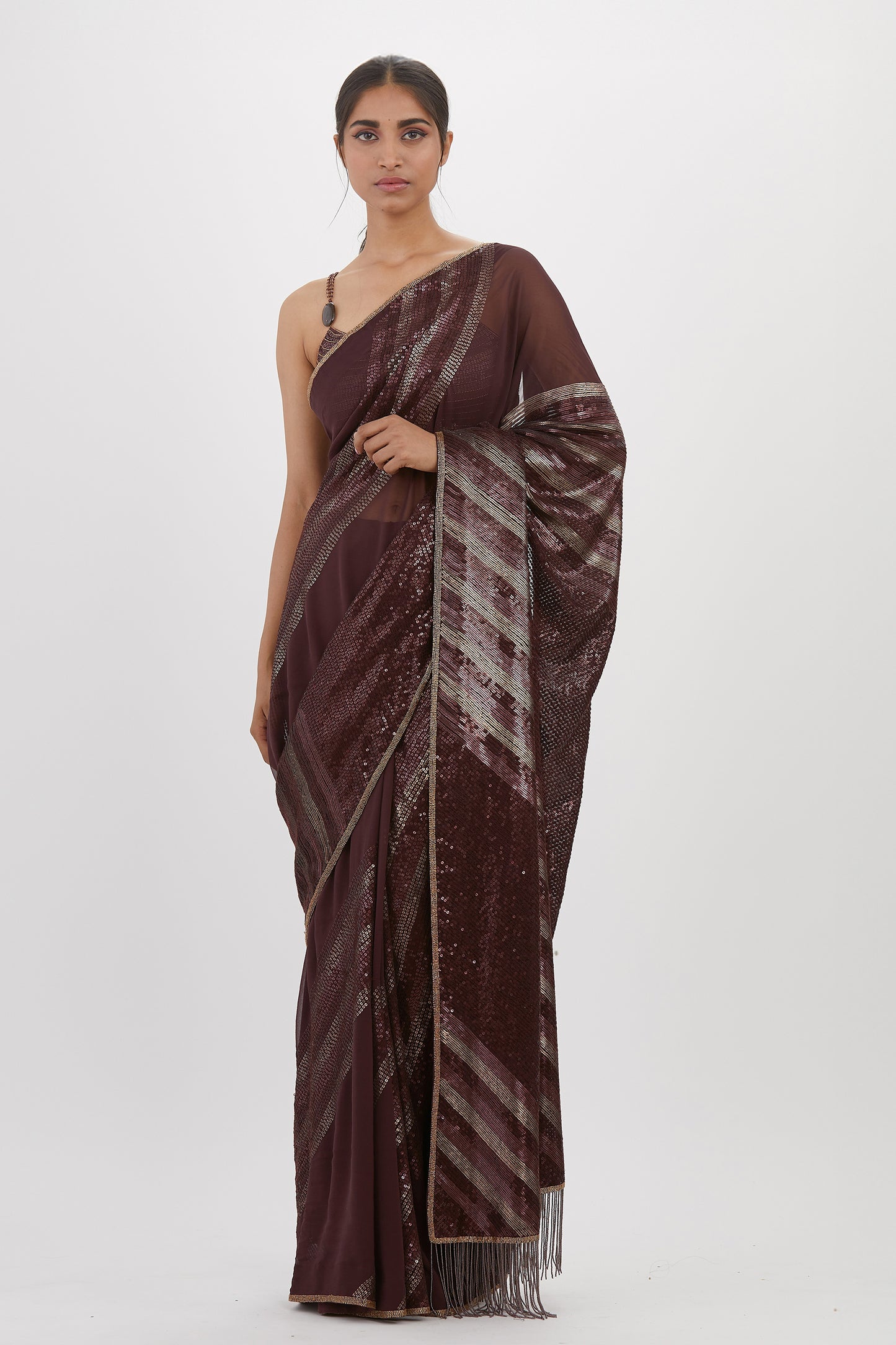 Sari Set in Metallic Sequin Embroidery