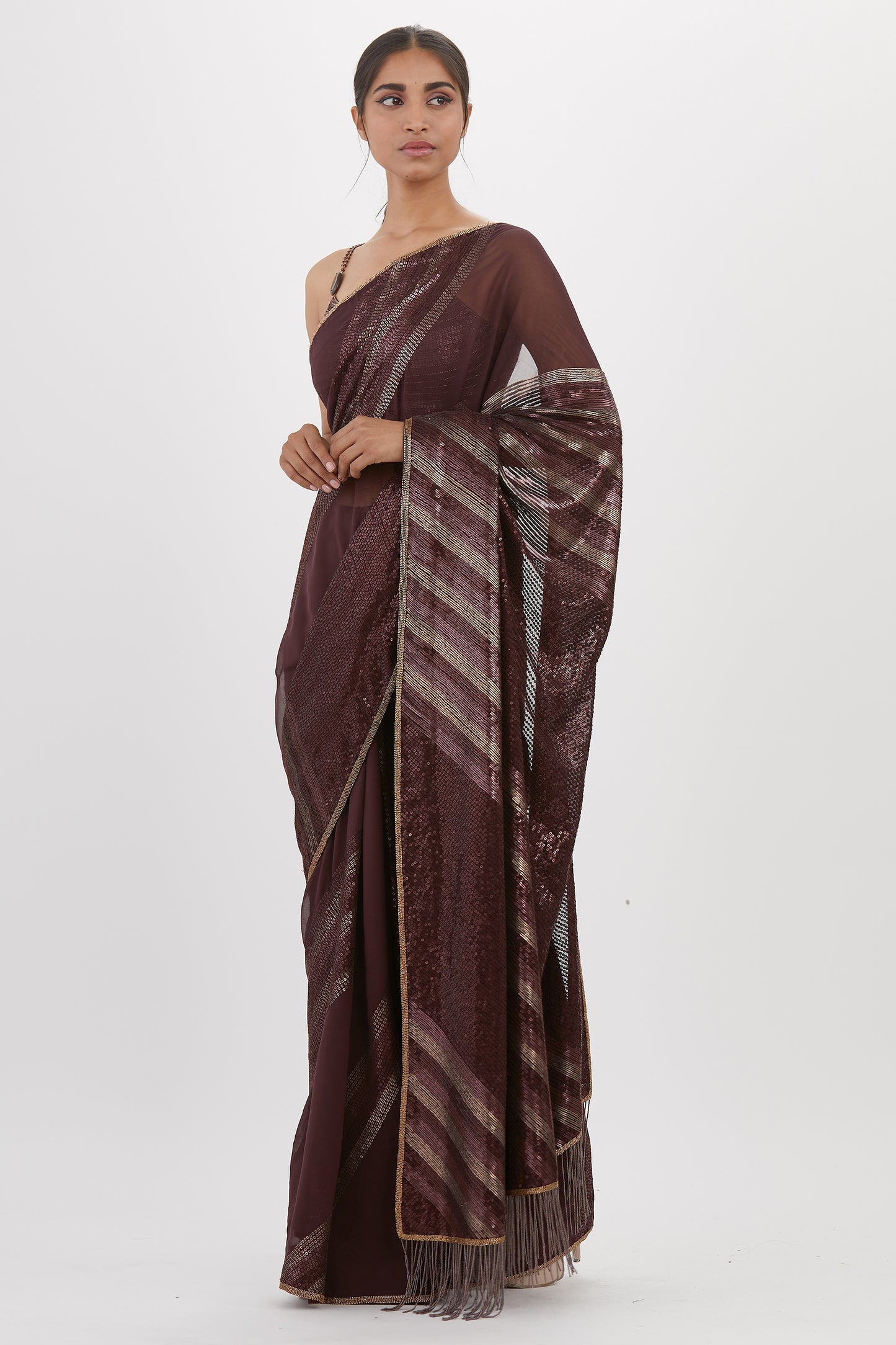Sari Set in Metallic Sequin Embroidery