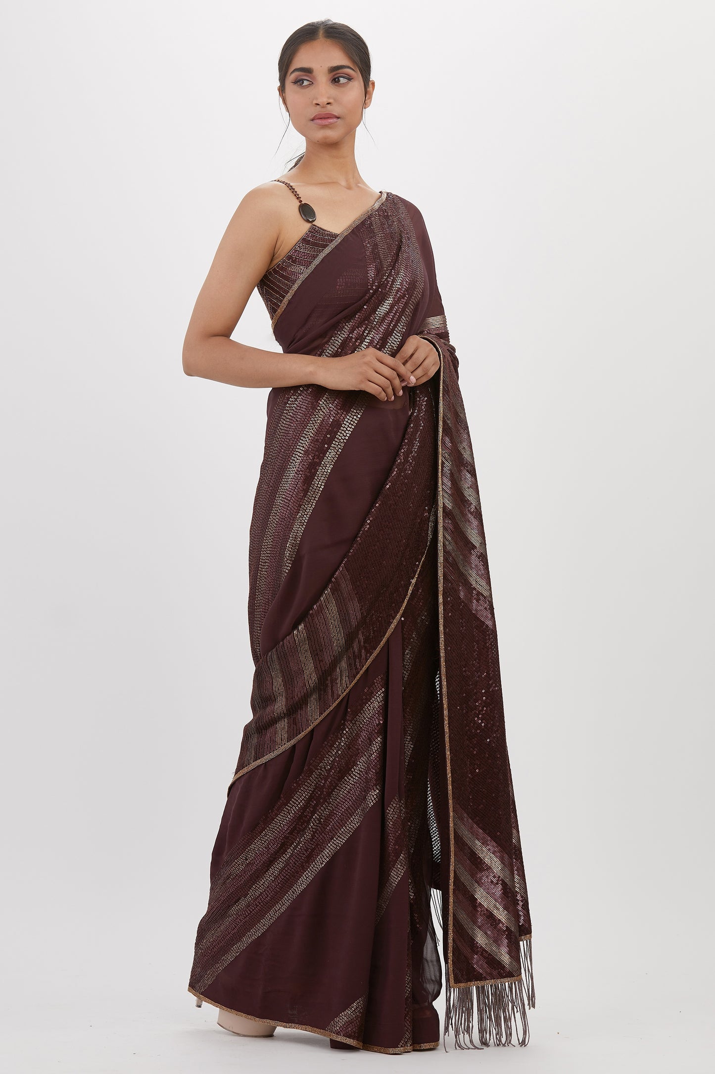 Sari Set in Metallic Sequin Embroidery
